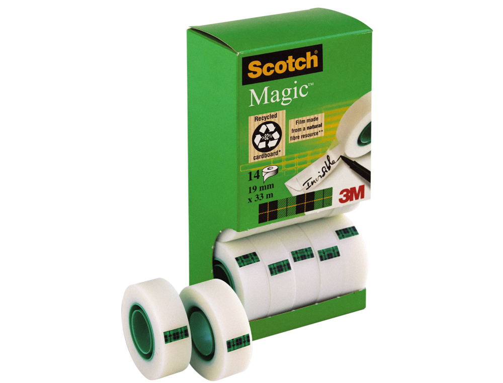 FITA ADESIVA SCOTCH MAGIC 19MM X 33 MT PACK DE 14 ROLOS COM DISPENSADOR DE CARTAO