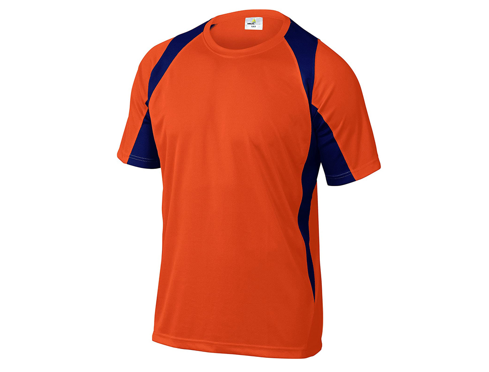 T-SHIRT DELTAPLUS POLIESTER MANGA CURTA COLARINHO REDONDO TRATAMENTO SECAGEM RAPIDA COR LARANJA-MARINHO TAMANHO L
