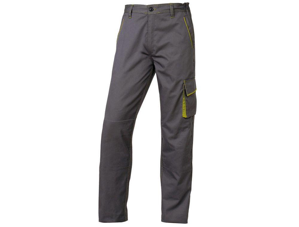 CALAS DELTAPLUS COM CINTURA AJUSTAVEL E 5 BOLSOS COR CINZA - VERDE TAMANHO XS