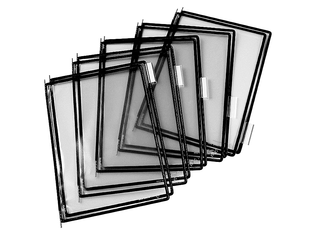 BOLSA PARA PORTA CATALOGO TARIFOLD DIN A4 COM PIVOTS PRETO PACK DE 10 UNIDADES