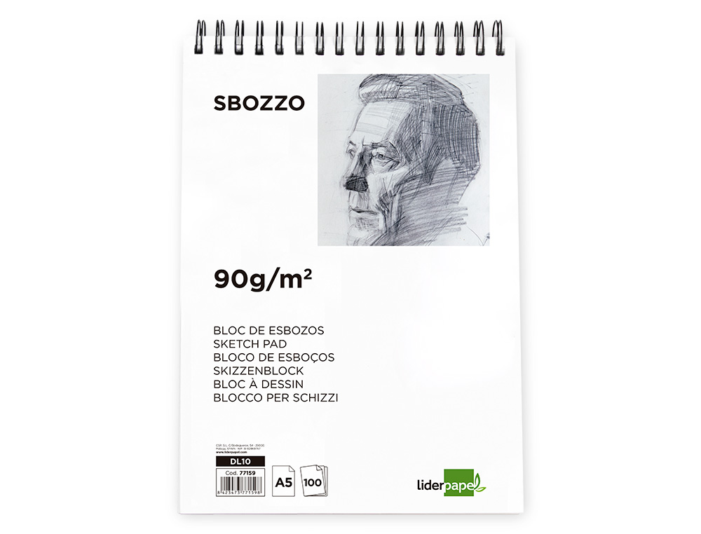 BLOCO DE ESBOCOS LIDERPAPEL ESPIRAL DIN A5 100 FOLHAS 90 GR SEM ESQUADRIA