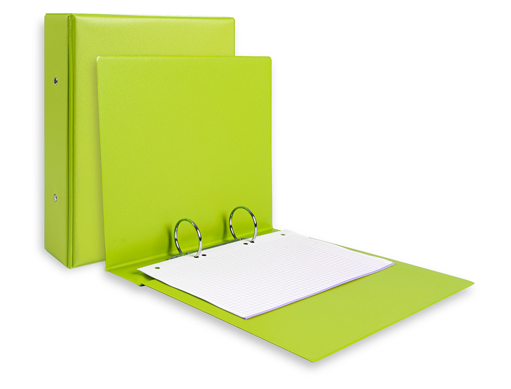 PASTA LIDERPAPEL CARTAO FORRADO PVC DIN A5 2 ANEIS 40 MM REDONDOS VERDE