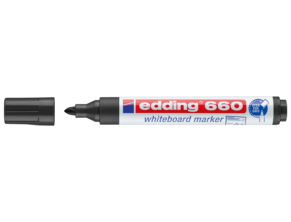 MARCADOR EDDING PARA QUADRO BRANCO 660 COR PRETO PONTA REDONDA 3 MM RECARREGAVEL