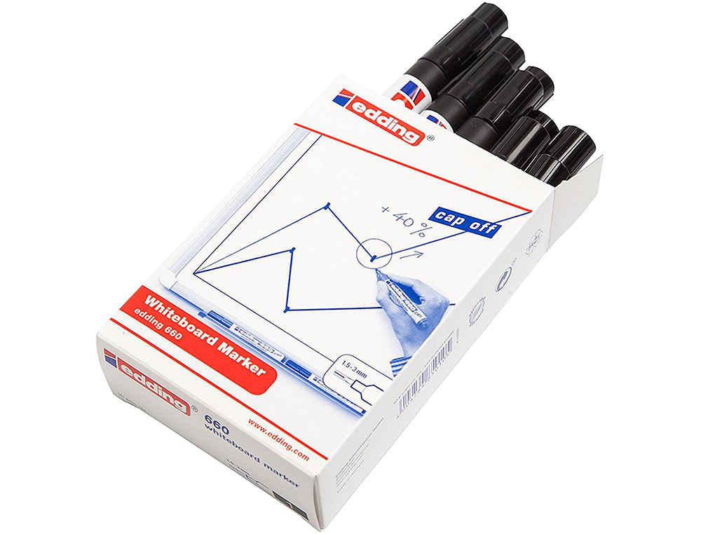 MARCADOR EDDING PARA QUADRO BRANCO 660 COR PRETO PONTA REDONDA 3 MM RECARREGAVEL