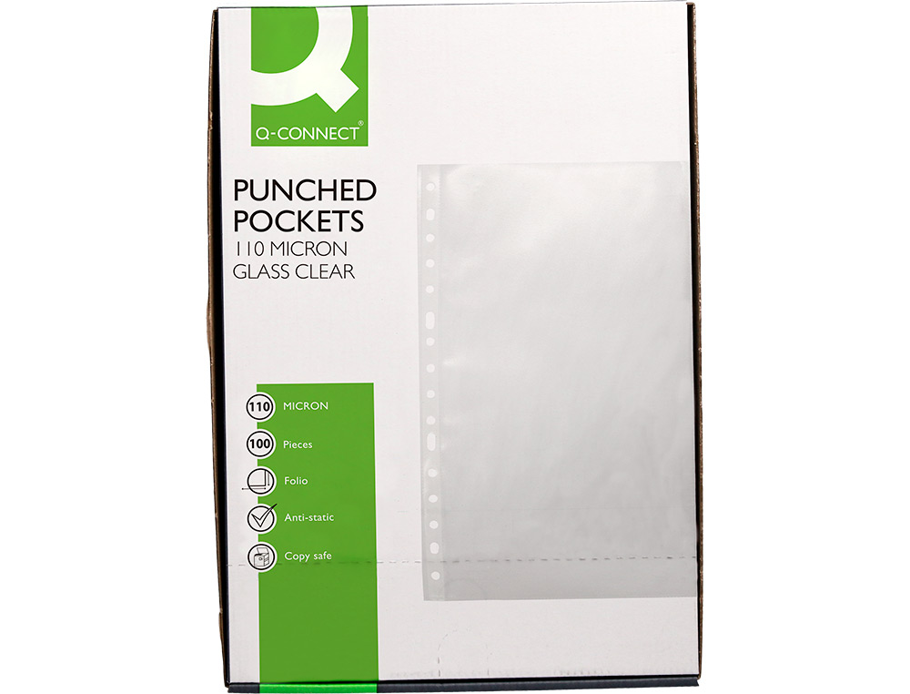 BOLSA CATALOGO/MICA Q-CONNECT FOLIO PVC 110 MICRONS CRISTAL CAIXA DE 100 UNIDADES