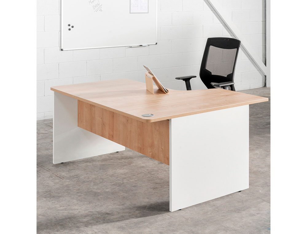 ALA PARA MESA ROCADA SERIE WORK 160X120 CM ESQUERDA ACABAMENTO AB04 ALUMINIO/BRANCO