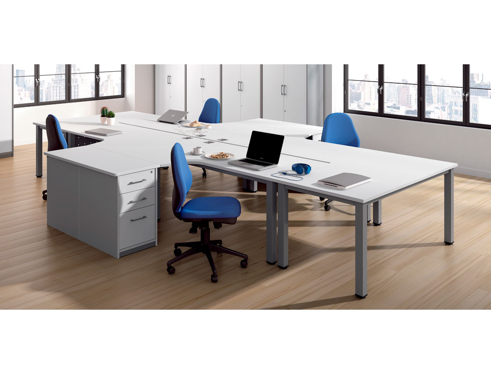 ALA PARA MESA ROCADA SERIE EXECUTIVE 180X120 CM ESQUERDA ACABAMENTO AD04 ALUMINIO/BRANCO