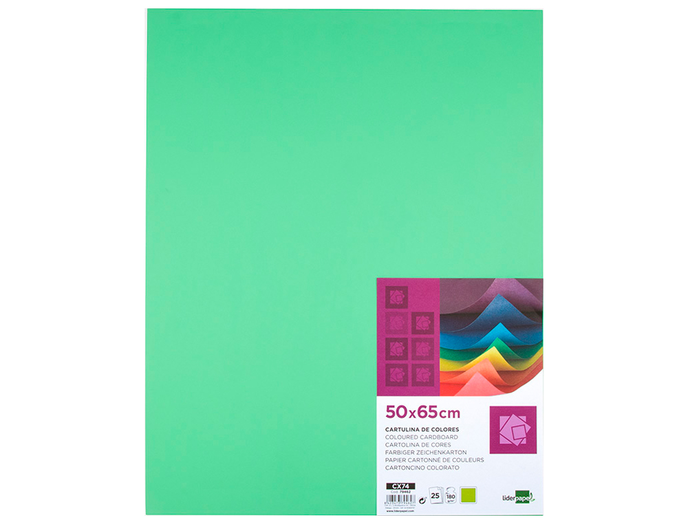 CARTOLINA LIDERPAPEL 50X65 CM 180 GR VERDE ERVA PACK DE 25 UNIDADES