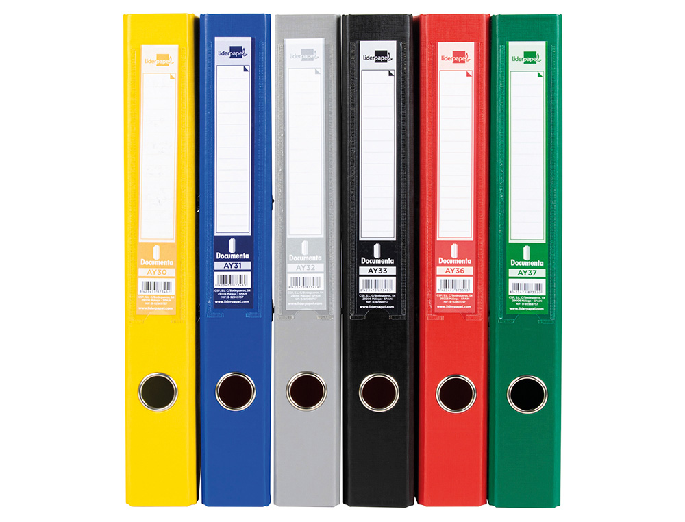 PASTA DE ARQUIVO DE ALAVANCA LIDERPAPEL DOCUMENTA PVC FOLIO LOMBADA 52 MM CORES SORTIDAS CLASSIC AZUL CINZA, PRETO VERME