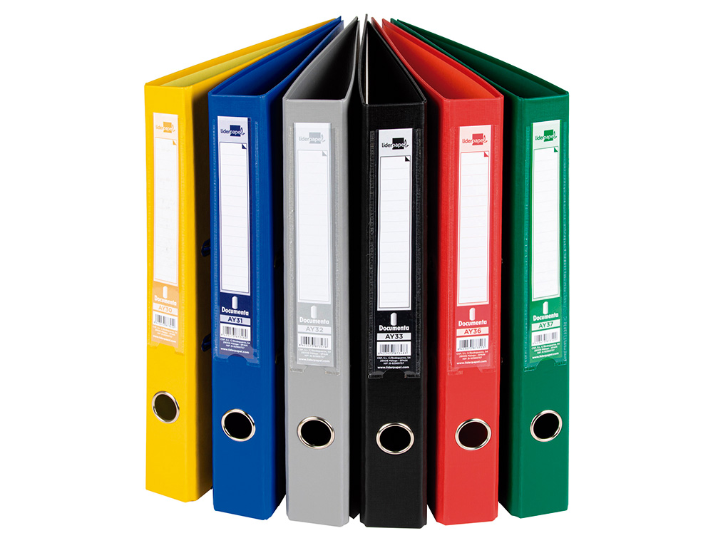 PASTA DE ARQUIVO DE ALAVANCA LIDERPAPEL DOCUMENTA PVC FOLIO LOMBADA 52 MM CORES SORTIDAS CLASSIC AZUL CINZA, PRETO VERME
