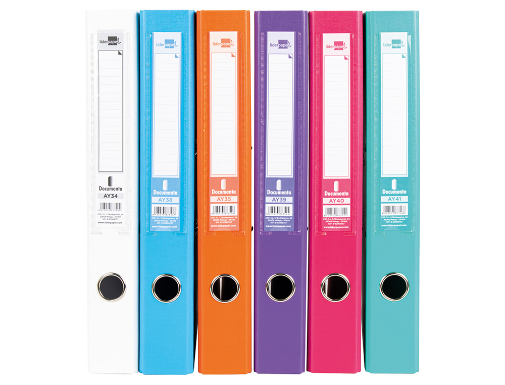 PASTA DE ARQUIVO DE ALAVANCA LIDERPAPEL DOCUMENTA PVC FOLIO LOMBADA 52 MM CORES SORTIDAS TRENDING BRANCO, LARANJA, CELES