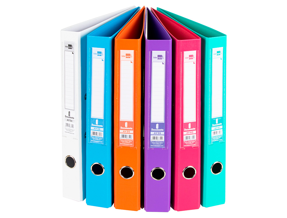 PASTA DE ARQUIVO DE ALAVANCA LIDERPAPEL DOCUMENTA PVC FOLIO LOMBADA 52 MM CORES SORTIDAS TRENDING BRANCO, LARANJA, CELES