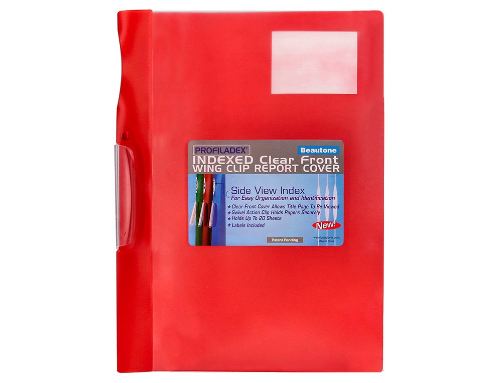PASTA DOSSIER COM CLIP, TRANSPARENTE, VERMELHA (PACK C/10)