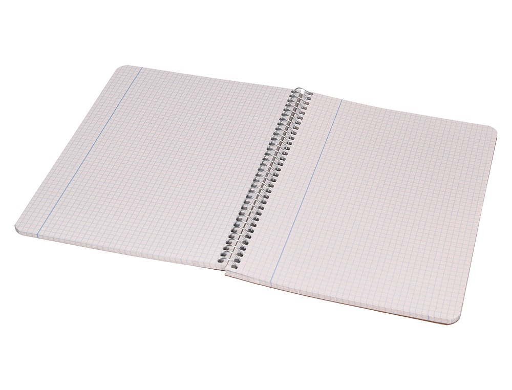 BLOC ESPIRAL LIDERPAPEL CUARTO ECOUSE TAPA CARTULINA KRAFT 80 HOJAS PAPEL RECICLADO 60 GR CUADRO 4 MM.