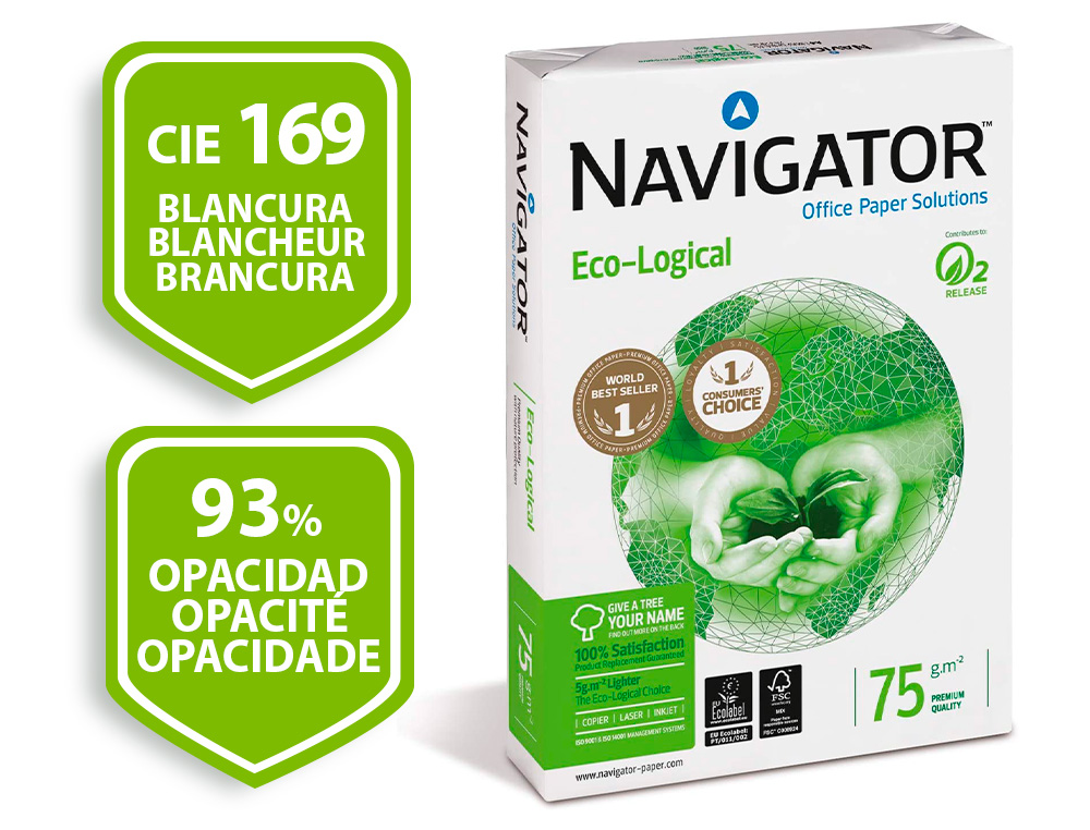 PAPEL FOTOCOPIA NAVIGATOR DIN A4 75 GR EMBALAGEM DE 500 FOLHAS