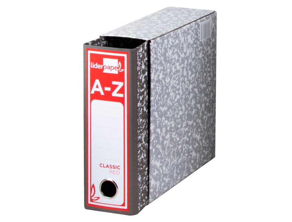 CAIXA PARA PASTA DE ARQUIVO LIDERPAPEL CLASSIC RED QUARTO MARMOREADA CINZA