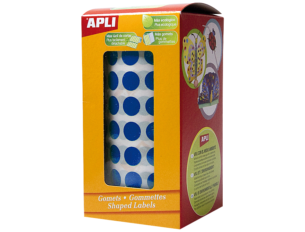 ETIQUETAS APLI AUTOADESIVAS CIRCULARES 10,5MM AZUL EM ROLO