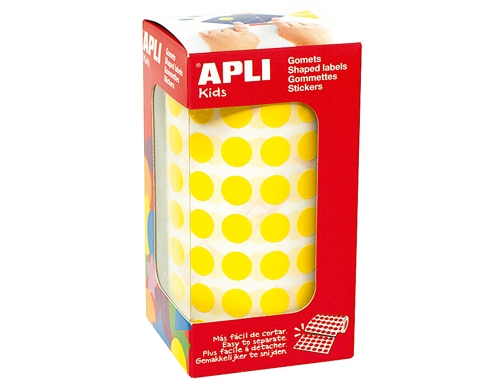 ETIQUETAS APLI AUTOADESIVAS CIRCULARES 10,5MM AMARELO EM ROLO
