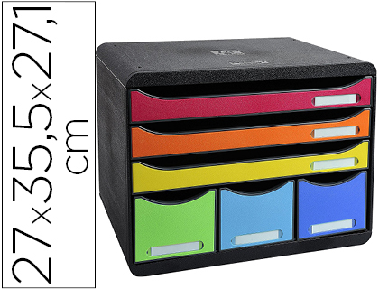 BLOCO CLASSIFICADOR EXACOMPTA IDERAMA ARLEQUIN 6 GAVETAS MULTICOLORES 270X355X271 MM