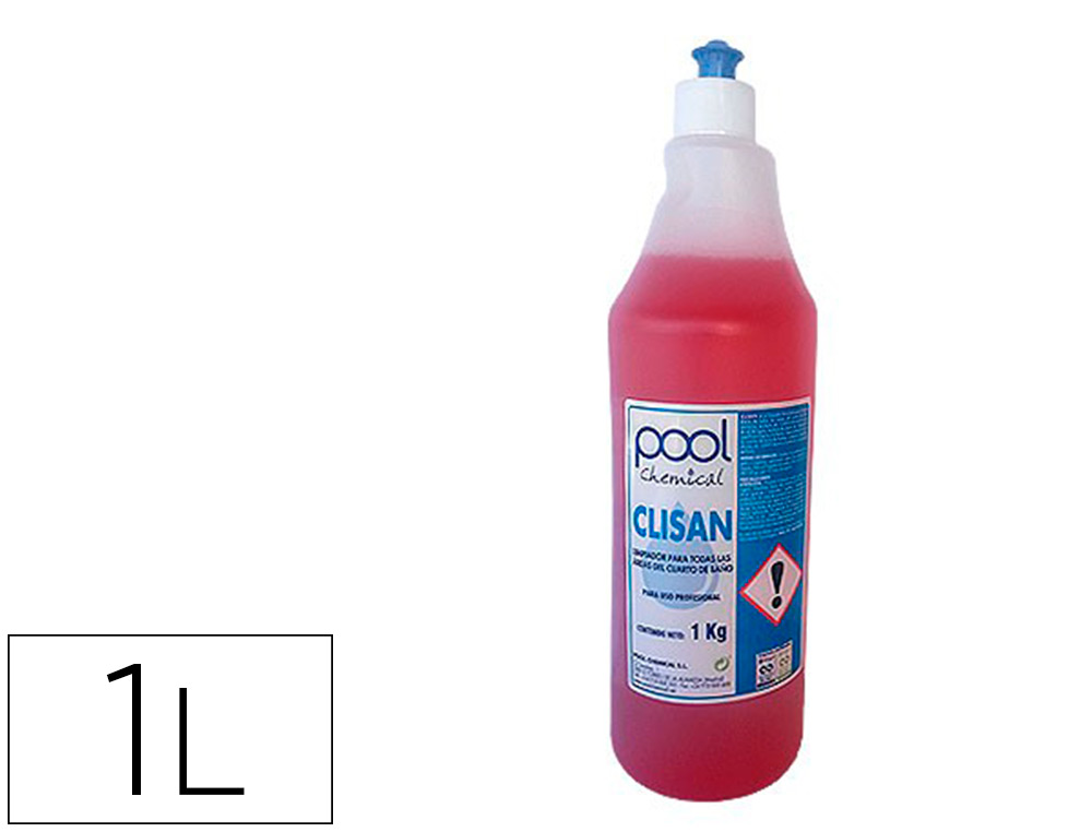 LIQUIDO DE LIMPEZA CASAS DE BANHO POOL CHEMICAL CLISAN ANTICALCARIO GARRAFA 1 LITRO