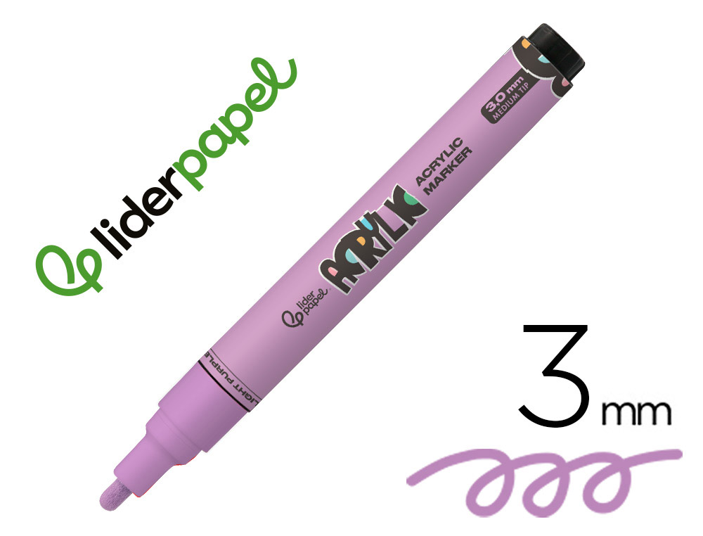 MARCADOR LIDERPAPEL ACRYLIC BASE AGUA TODO TIPO DE SUPERFICIE PONTA REDONDA 3 MM LILAS