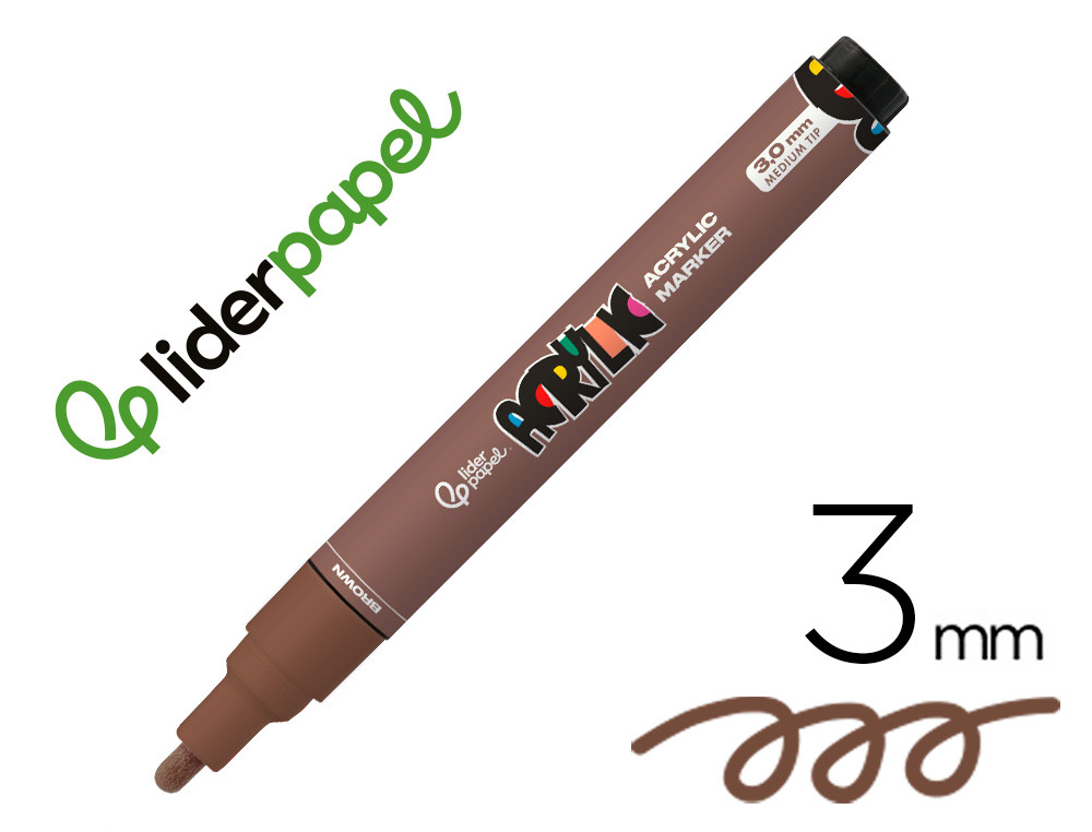 MARCADOR LIDERPAPEL ACRYLIC BASE AGUA TODO TIPO DE SUPERFICIE PONTA REDONDA 3 MM CASTANHO