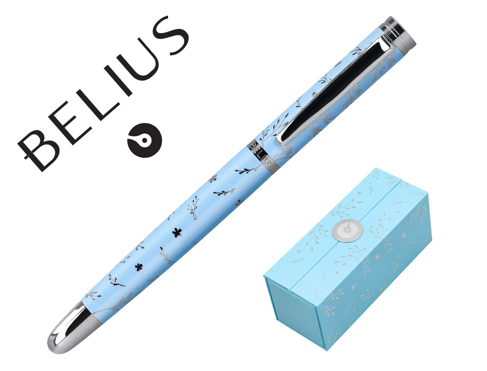 ROLLER BELIUS BELLA ALUMINIO COR AZUL CELESTE DESENHO PRATEADO RELEVO TINTA COR PRETO CAIXA DE DESIGN