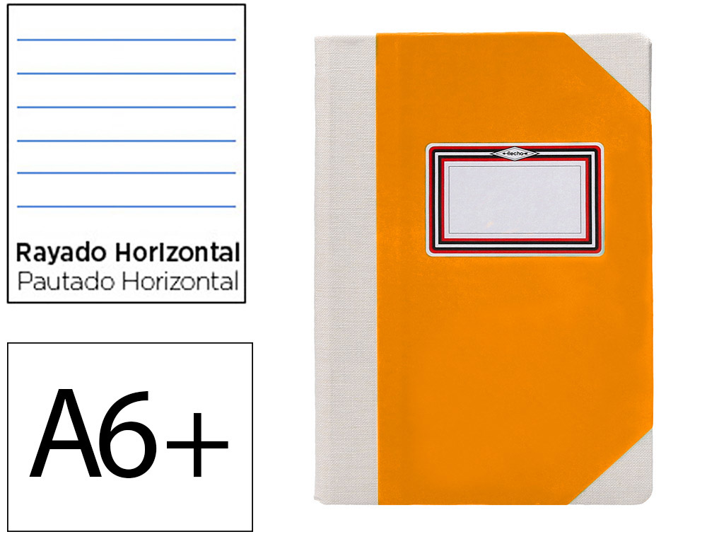 LIVRO DE CARTAO COSIDO FERNANDES FLECHA DIN A6+ PAUTADO 50 FOLHAS 100 GR LARANJA