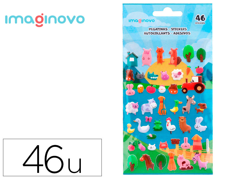 AUTOCOLANTES IMAGINOVO CUTE ANIMALS QUINTA COM RELEVO 190X105 MM EM BLISTER