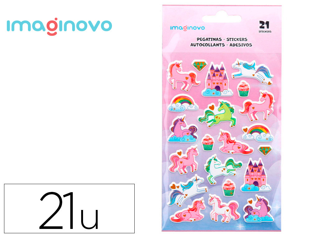 AUTOCOLANTES IMAGINOVO UNICORNIOS MAGIC DREAMS COM RELEVO 190X105 MM EM BLISTER