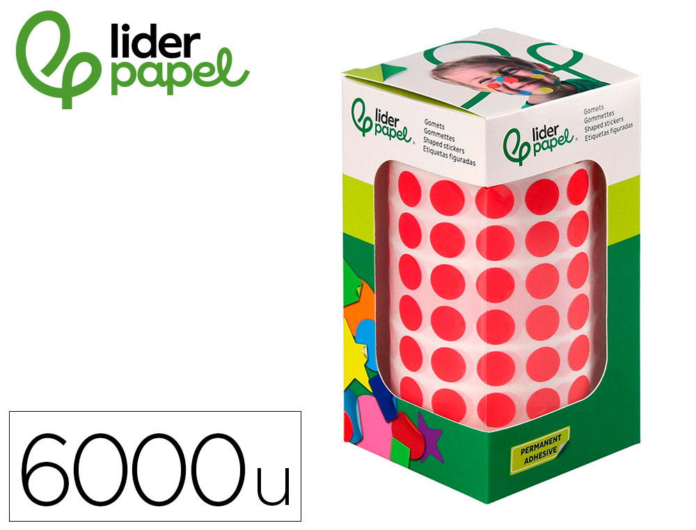 ETIQUETAS ESCOLAR LIDERPAPEL AUTOADESIVAS CIRCULOS 10,5 MM VERMELHO ROLO DE 6000 UNIDADES EM CAIXA DE CARTAO