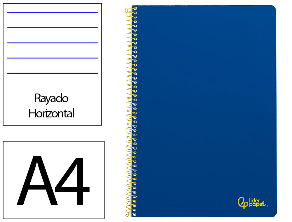 CADERNO ESPIRAL LIDERPAPEL SMART DIN A4 CAPA SUAVE 80 F 75GR PAUTADO COM MARGEM COR AZUL ESCURO