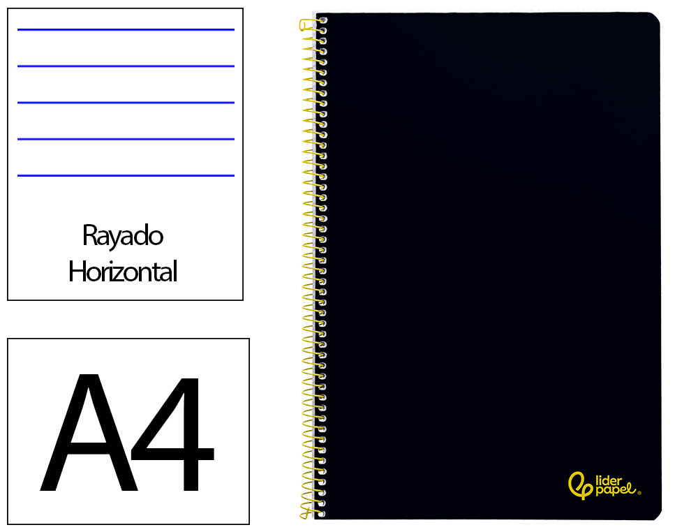 CADERNO ESPIRAL LIDERPAPEL DIN A4 SMART CAPA SUAVE 80 F 75GR PAUTADO COM MARGEM COR PRETO