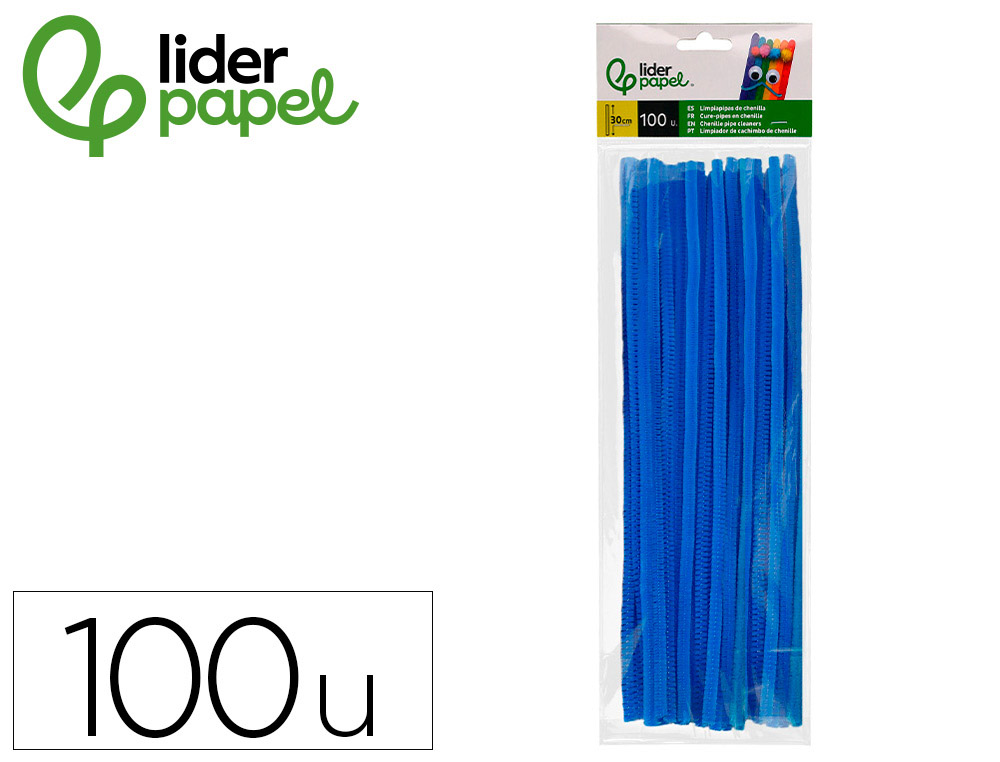 TIRAS DE CHENILLE LIDERPAPEL 30 CM COR AZUL MATE BOLSA DE 100 UNIDADES