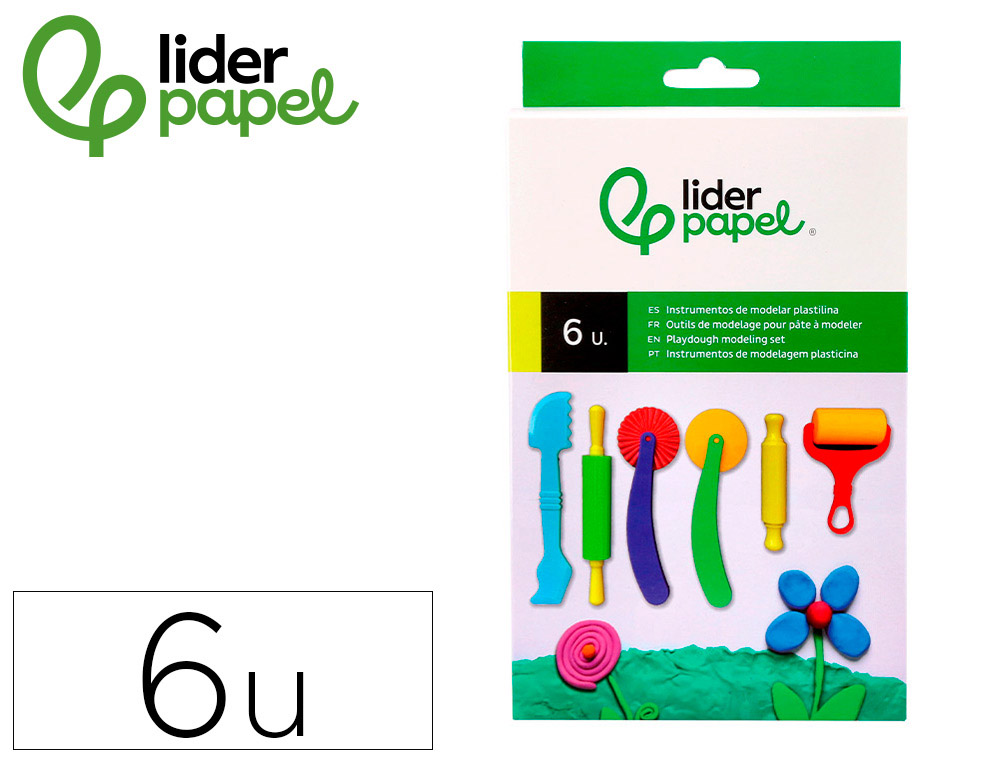 INSTRUMENTOS DE MODELAR LIDERPAPEL PARA PLASTICINA DE PLASTICO CAIXA DE 6 PECAS