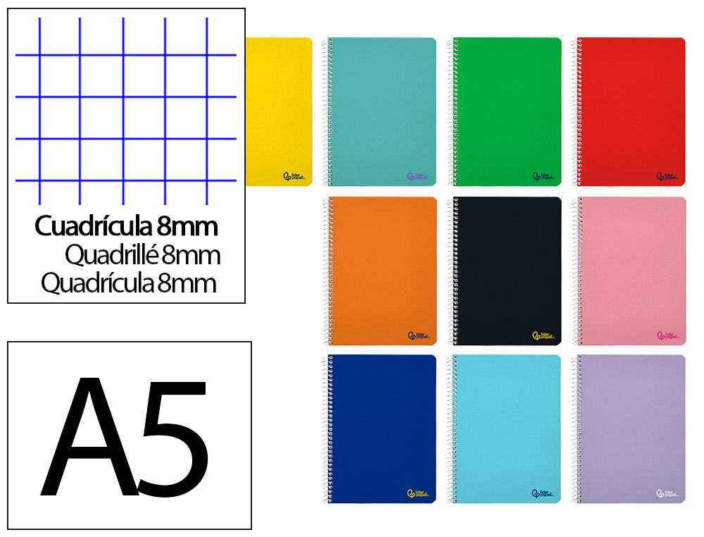 CADERNO ESPIRAL LIDERPAPEL DIN A5 SMART CAPA SUAVE 80 F 75 GR PAUTADO 8MM COM MARGEM CORES SORTIDAS