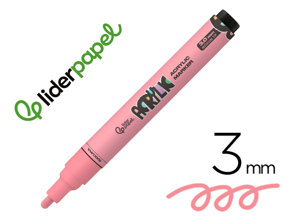 MARCADOR LIDERPAPEL ACRYLIC BASE AGUA TODO TIPO DE SUPERFICIE PONTA REDONDA 3 MM ROSA SAKURA
