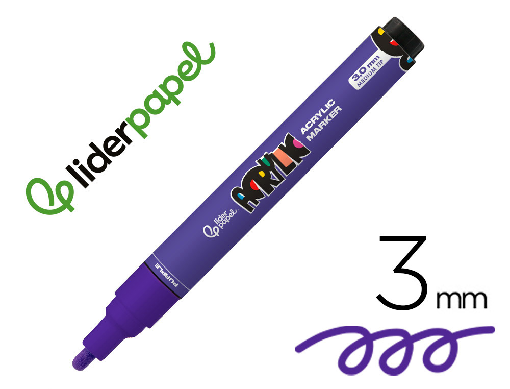 MARCADOR LIDERPAPEL ACRYLIC BASE AGUA TODO TIPO DE SUPERFICIE PONTA REDONDA 3 MM PURPURA