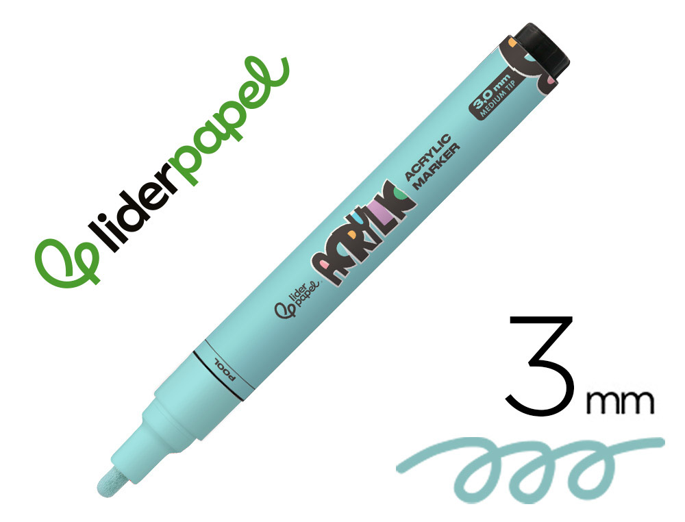 MARCADOR LIDERPAPEL ACRYLIC BASE AGUA TODO TIPO DE SUPERFICIE PONTA REDONDA 3 MM VERDE MENTA