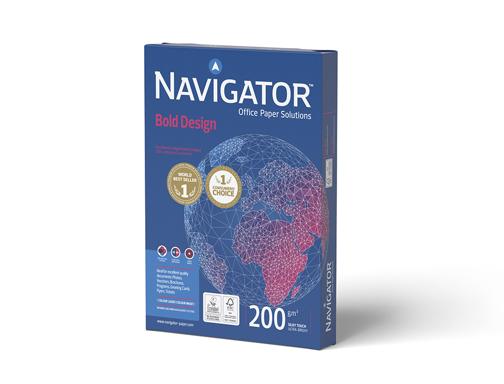 PAPEL FOTOCOPIADORA NAVIGATOR BOLD DESIGN DIN A4 200 GR PAQUETE DE 150 HOJAS