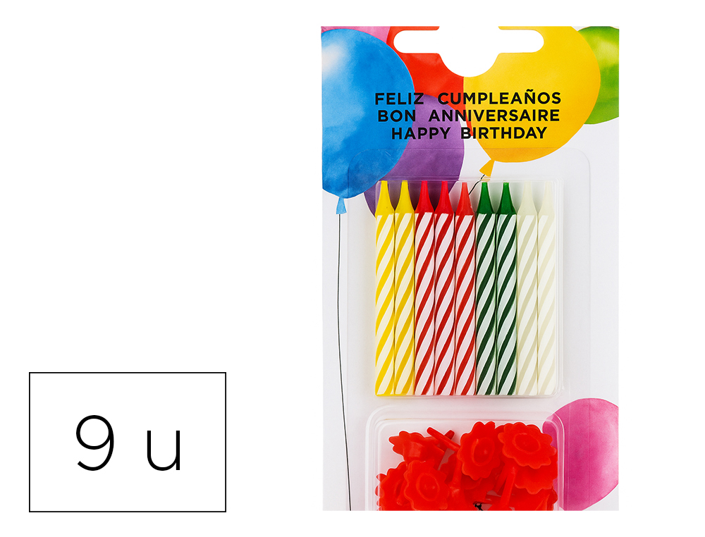 VELAS ANIVERSARIO COM SUPORTE BLISTER DE 20 UNIDADES CORES SORTIDAS