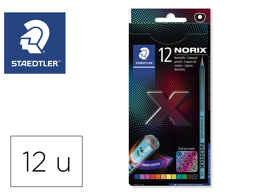 LAPIS DE CORES STAEDTLER NORIX COM FORMA INTELIGENTE ESTOJO DE 12 UNIDADES CORES SORTIDAS