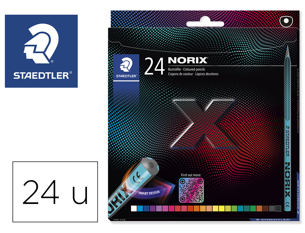 LAPIS DE CORES STAEDTLER NORIX COM FORMA INTELIGENTE ESTOJO DE 24 UNIDADES CORES SORTIDAS