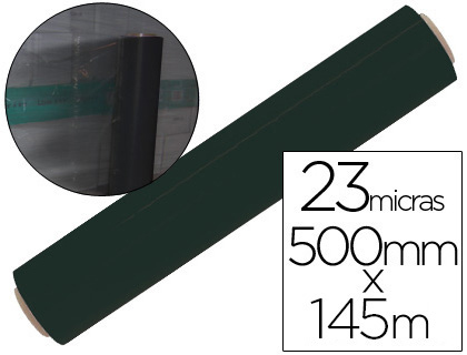 FILME EM BOBINE PRETO COM 500 MM DE LARGURA E 145 MT DE COMPRIMENTO ESPESSURA DE 23 MICRONS