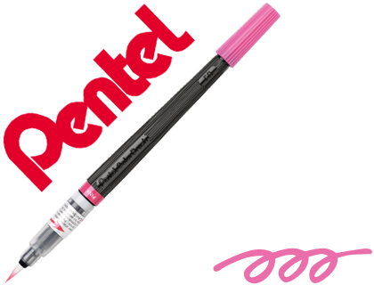 PINCEL COM TINTA A BASE DE AGUA PENTEL GFL ROSA PONTA DE NYLON PORTATIL COM TAMPA RECARREGAVEL