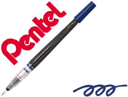 PINCEL COM TINTA A BASE DE AGUA PENTEL GFL AZUL METALICO PONTA DE NYLON PORTATIL COM TAMPA RECARREGAVEL