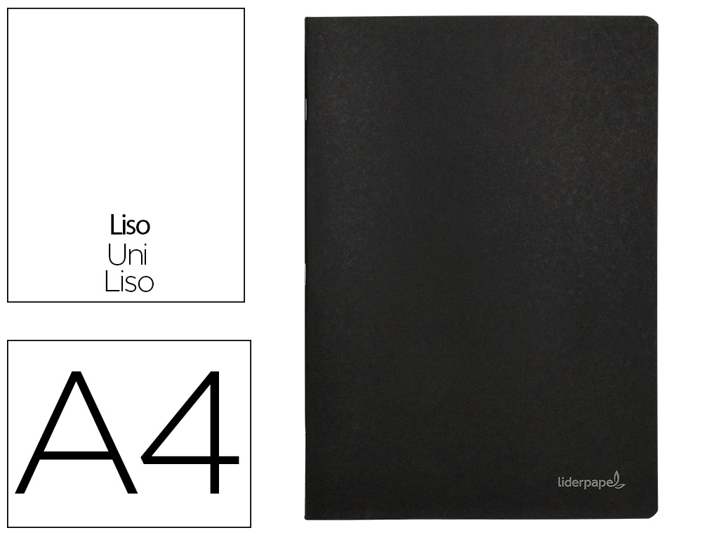 CADERNO AGRAFADO LIDERPAPEL CAPA PRETA DIN A4 80 F LISO 60GR