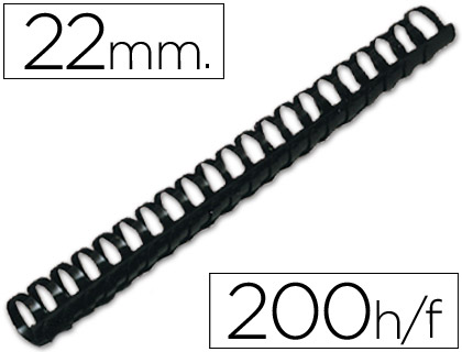 ESPIRAL Q-CONNECT REDONDA 22 MM PLASTICO PRETO CAPACIDADE 200 FOLHAS CAIXA DE 50 UNIDADES