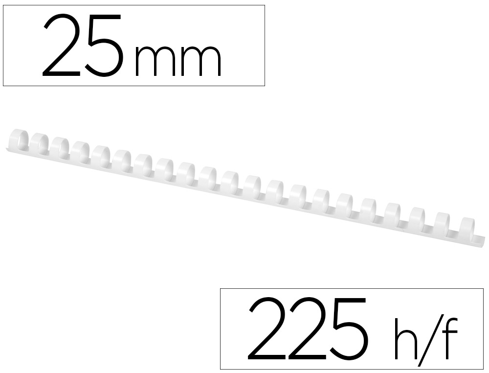 ESPIRAL Q-CONNECT REDONDA 25 MM PLASTICO BRANCO CAPACIDADE 225 FOLHAS CAIXA DE 50 UNIDADES