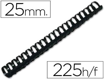 ESPIRAL Q-CONNECT REDONDA 25 MM PLASTICO PRETO CAPACIDADE 225 FOLHAS CAIXA DE 50 UNIDADES